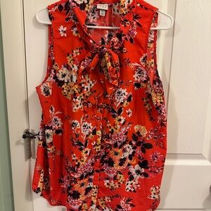 Floral Sleeveless Top - Red